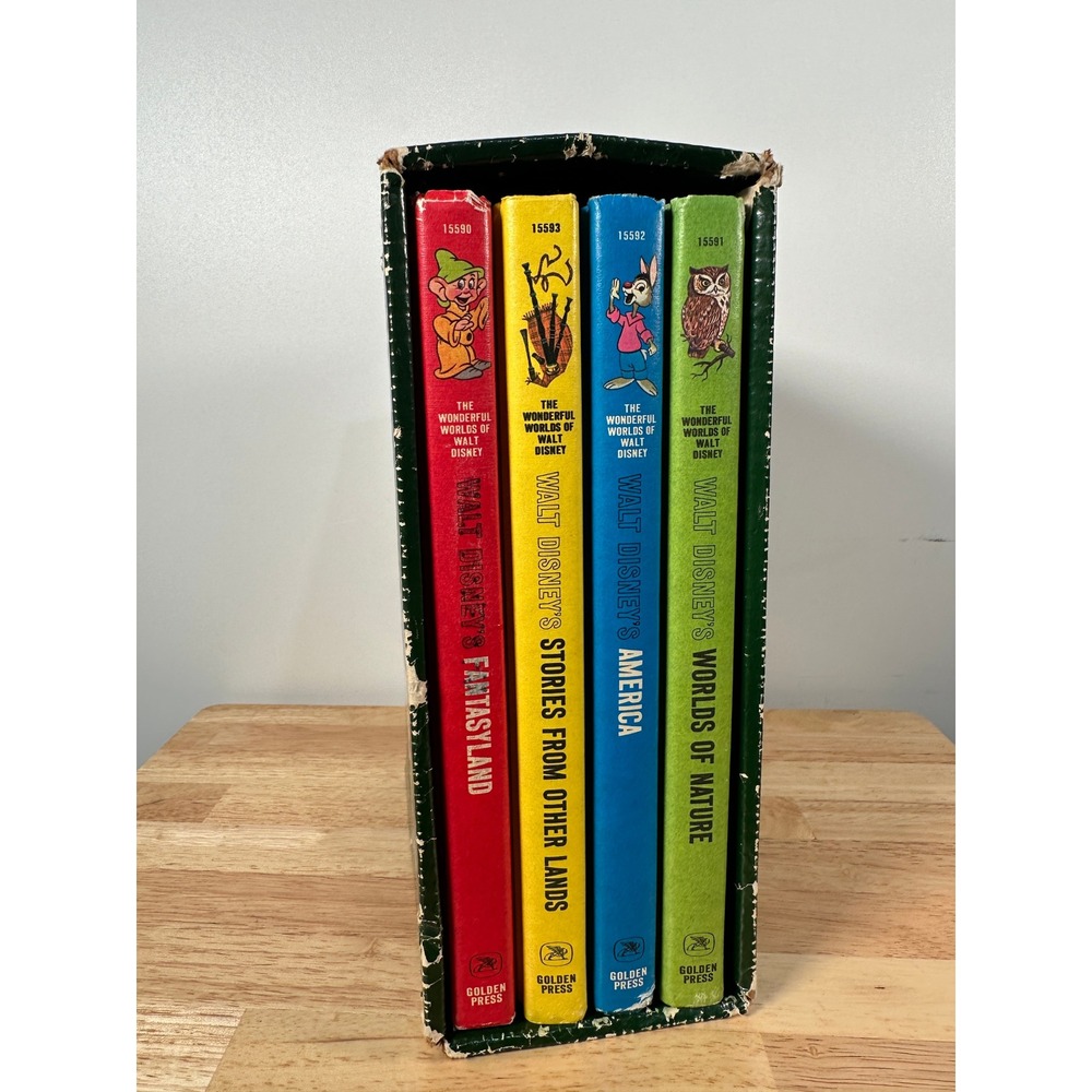 Vintage The Wonderful Worlds of Walt Disney 4 Book Box Set Golden Press 1960s